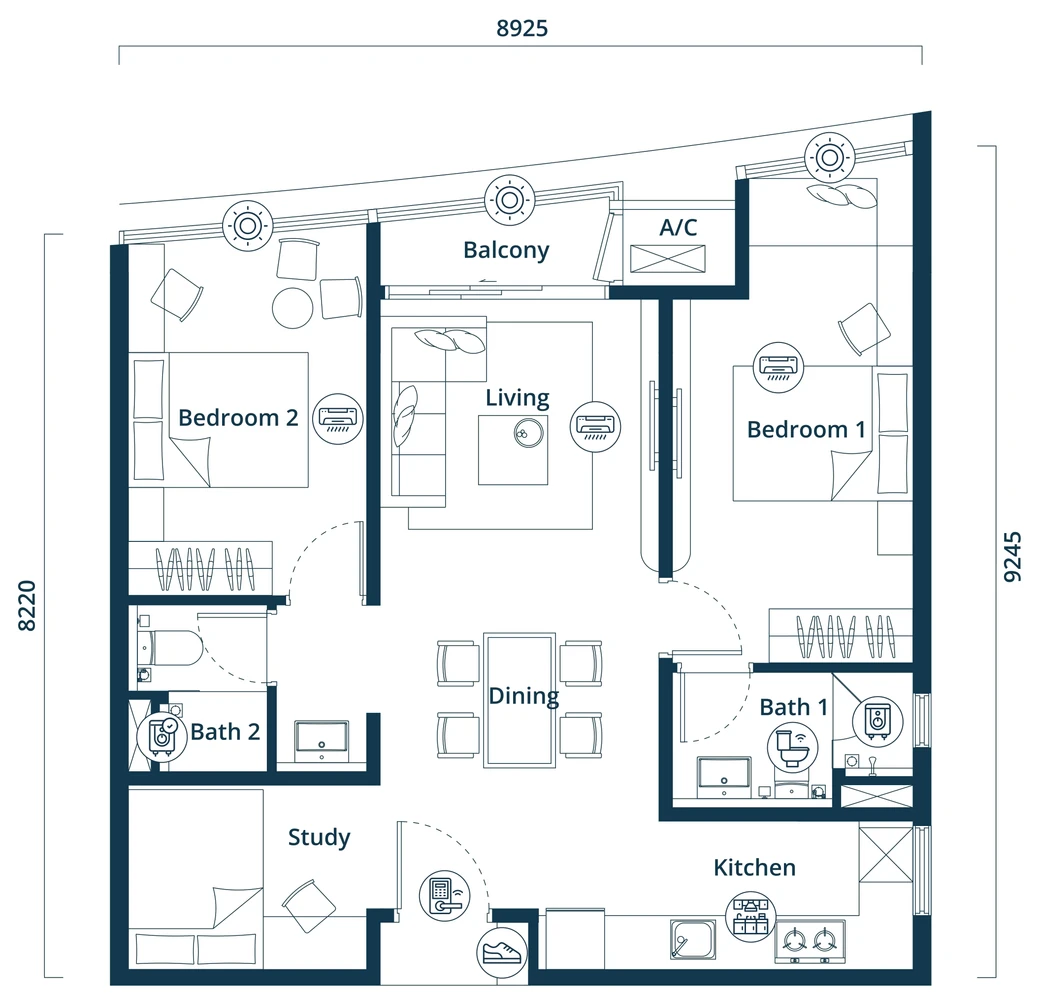 Type B1 floor plan (developer’s drawing)